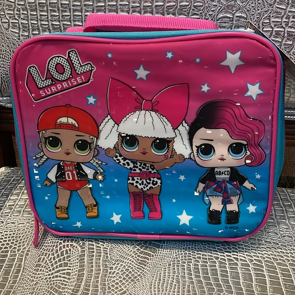 L.O.L. Surprise! Bright Pink and Blue Character Lunch Tote NWT